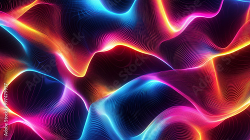 A colorful, swirling pattern with glowing lines, created using computer graphics.