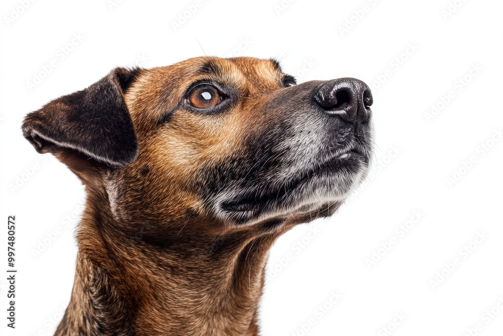 Close Up Portrait of a Brown and Black Dog with Expressive Eyes Close Up Portrait of a Brown and Black Dog with Expressive Eyes