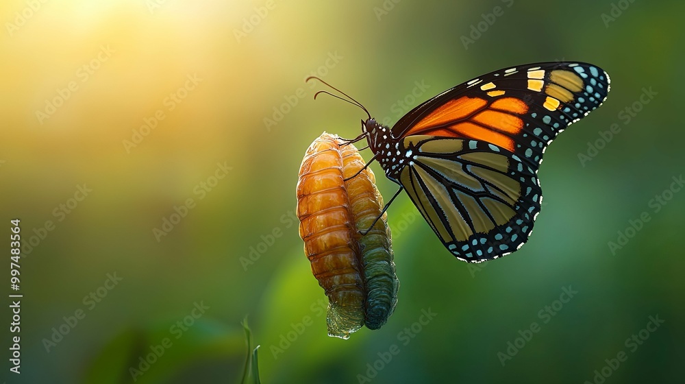 Monarch Butterfly Emerging from Chrysalis Monarch Butterfly Emerging from Chrysalis
