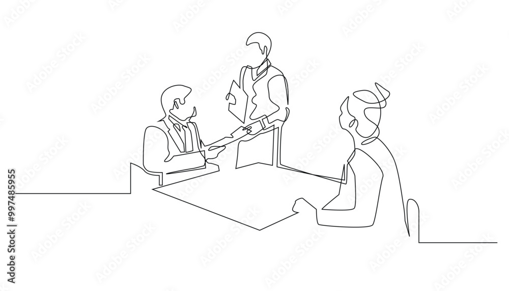 Continuous lines of working groups are discussing. line drawing of the team coordinating the work. serious office atmosphere, during work hours. team meetings Continuous lines of working groups are discussing. line drawing of the team coordinating the work. serious office atmosphere, during work hours. team meetings
