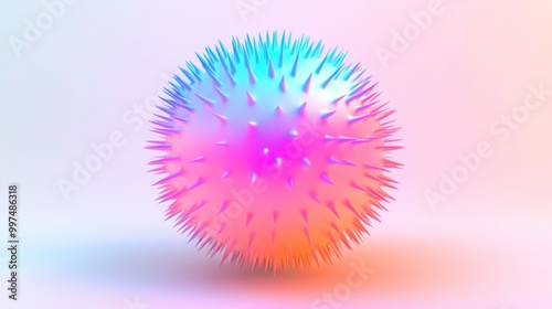 A vibrant spiky orb, rendered in a bright pink and blue color scheme.