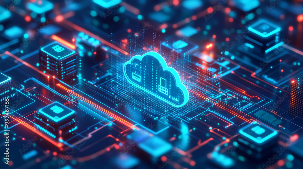 Protecting devices on a network using cloud-based cybersecurity tools. This 3D image shows how this works. Protecting devices on a network using cloud-based cybersecurity tools. This 3D image shows how this works.