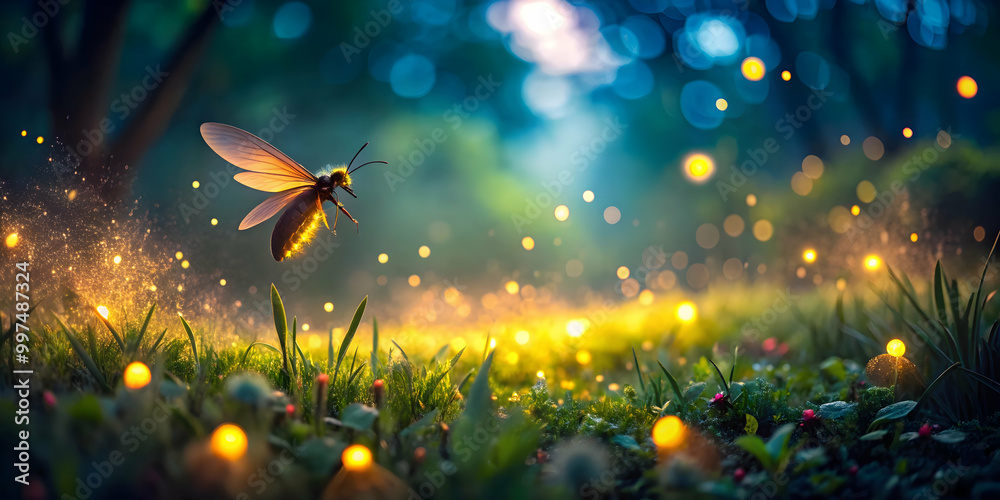 Firefly glowing in a beautiful garden at night, firefly, garden, night, glow, insect, nature, luminous, light, wings Firefly glowing in a beautiful garden at night, firefly, garden, night, glow, insect, nature, luminous, light, wings