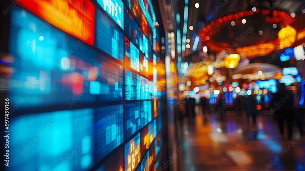 custom made wallpaper toronto digitalBlurred View of a Digital Display in a Brightly Lit Casino