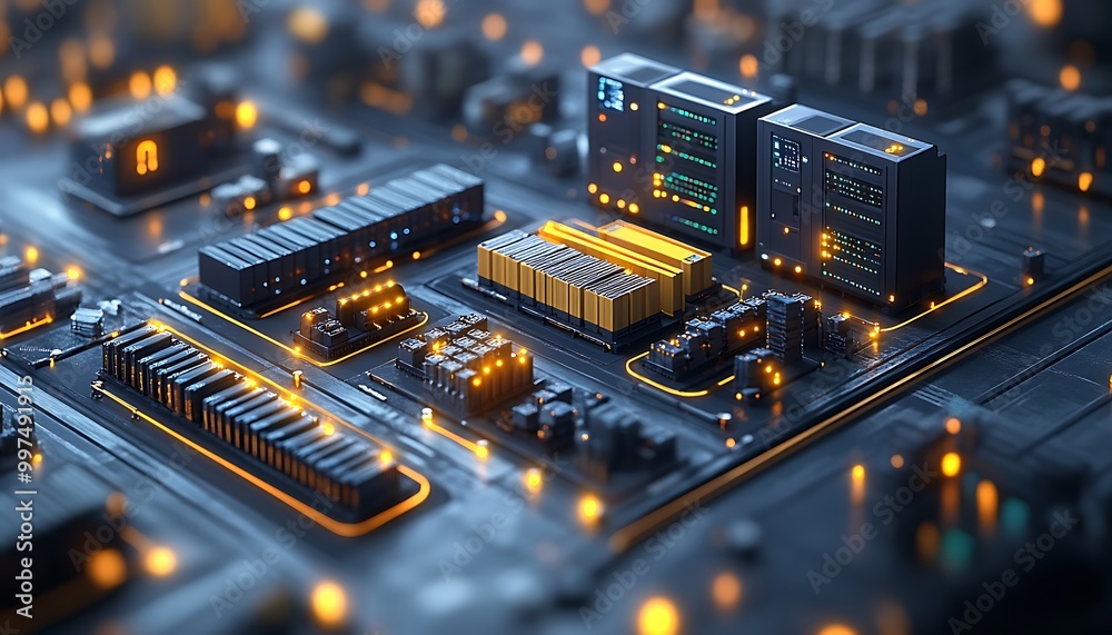 an isometric illustration of a smart warehouse management system emphasizing inventory control. with IoT device design an isometric illustration of a smart warehouse management system emphasizing inventory control. with IoT device design