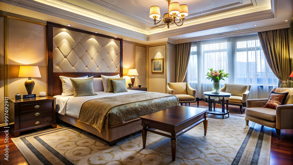 Luxurious hotel room with elegant decor and comfortable furnishings , luxury, hotel, room, elegant, decor, comfortable Luxurious hotel room with elegant decor and comfortable furnishings , luxury, hotel, room, elegant, decor, comfortable