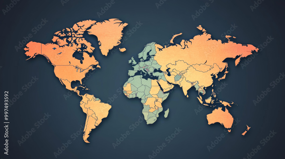 A simple, flat design of the world map, perfect for a background. A simple, flat design of the world map, perfect for a background.