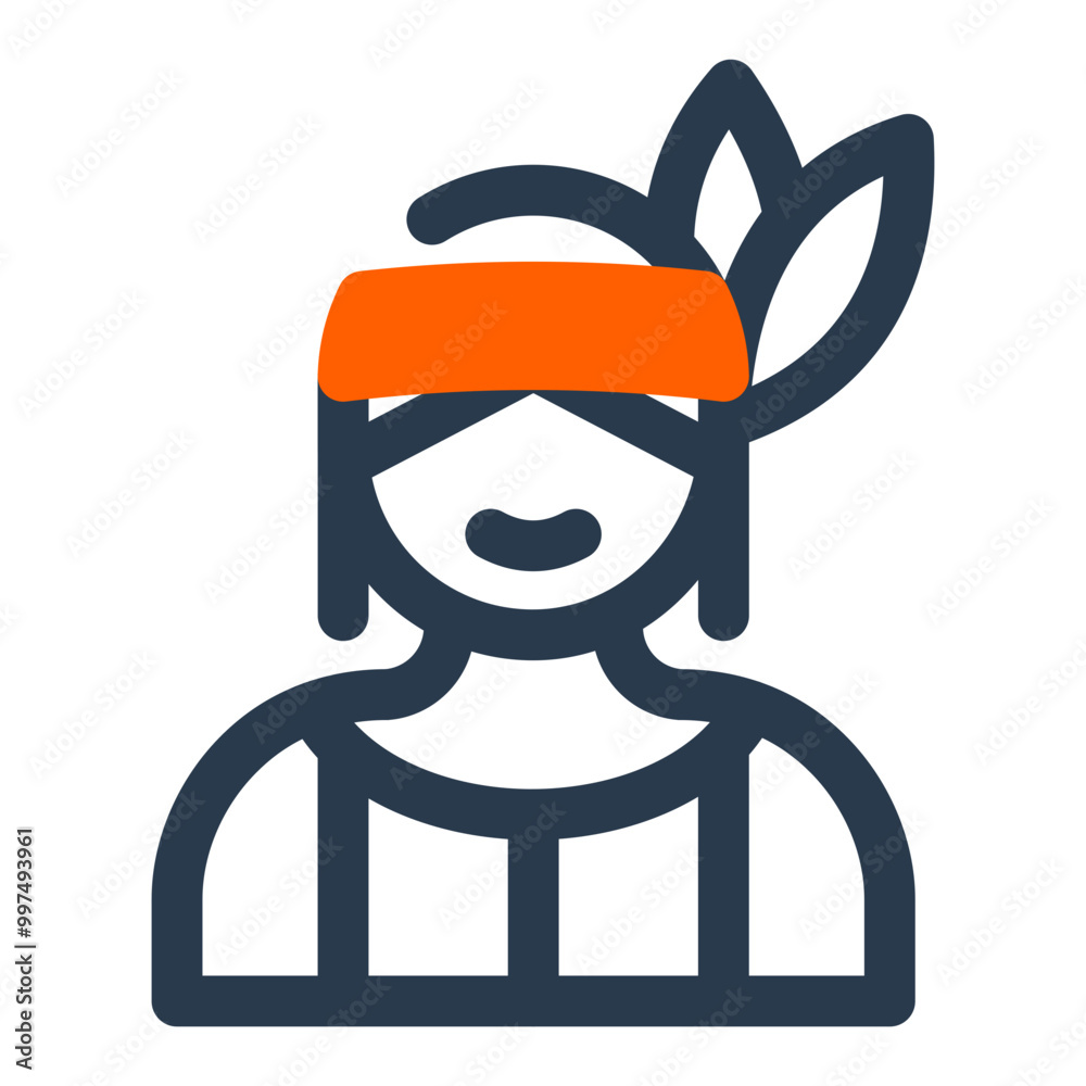 Obraz premium Native American Character with Feather Headband