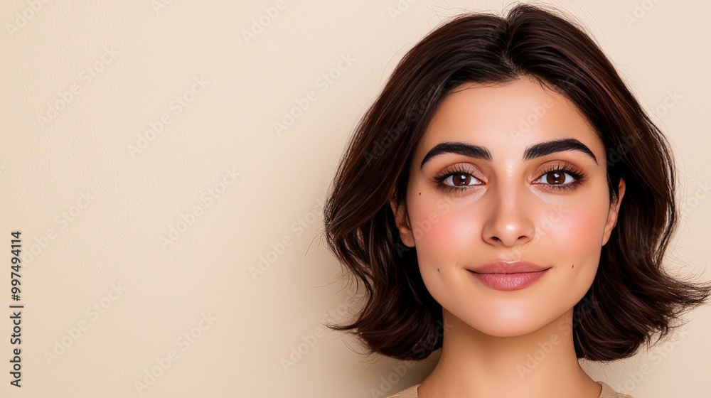 Beautiful Middle Eastern Woman Portrait with Soft Lighting and Warm Background Beautiful Middle Eastern Woman Portrait with Soft Lighting and Warm Background