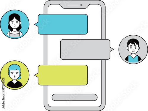 スマートフォン チャット コミュニケーション イラスト素材