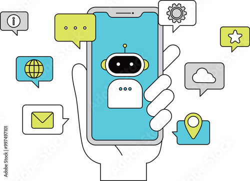 スマートフォン AI イラスト素材