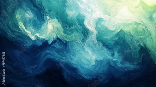 Abstract Swirling Blue and Green Texture