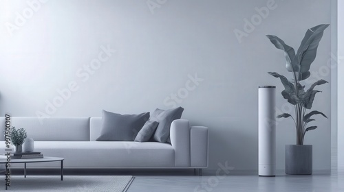 Minimalist living room with modern decor and stylish indoor plants