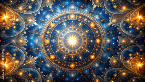 Wallpaper Mural Intricate Droste effect background with celestial and mystical elements, astrology, fantasy, cosmic, stars, mystical Torontodigital.ca