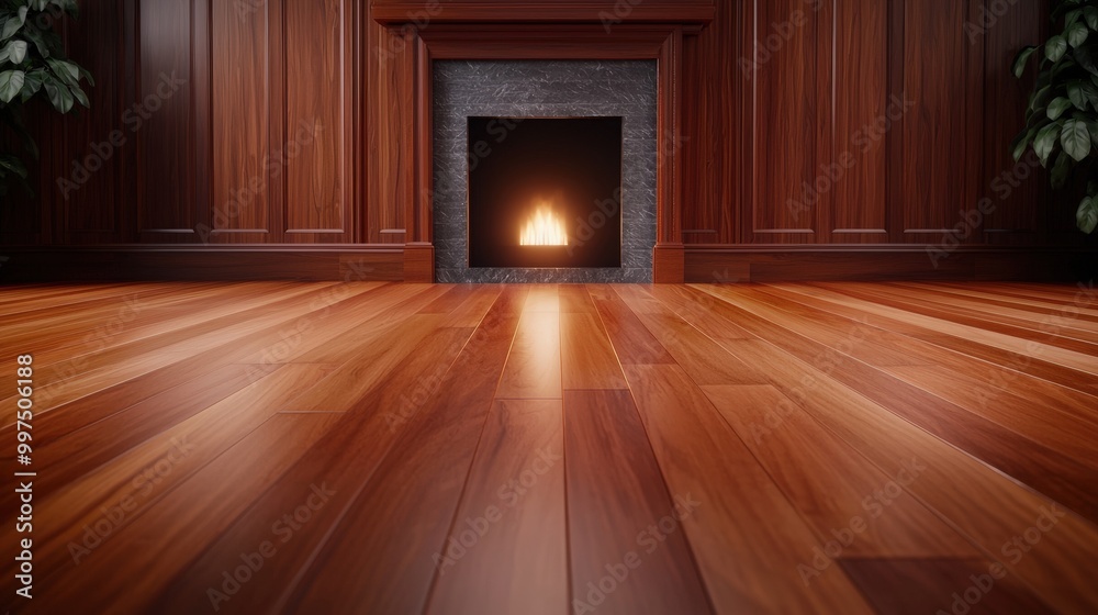 Warm Wooden Flooring with Fireplace in a Cozy Living Room Warm Wooden Flooring with Fireplace in a Cozy Living Room