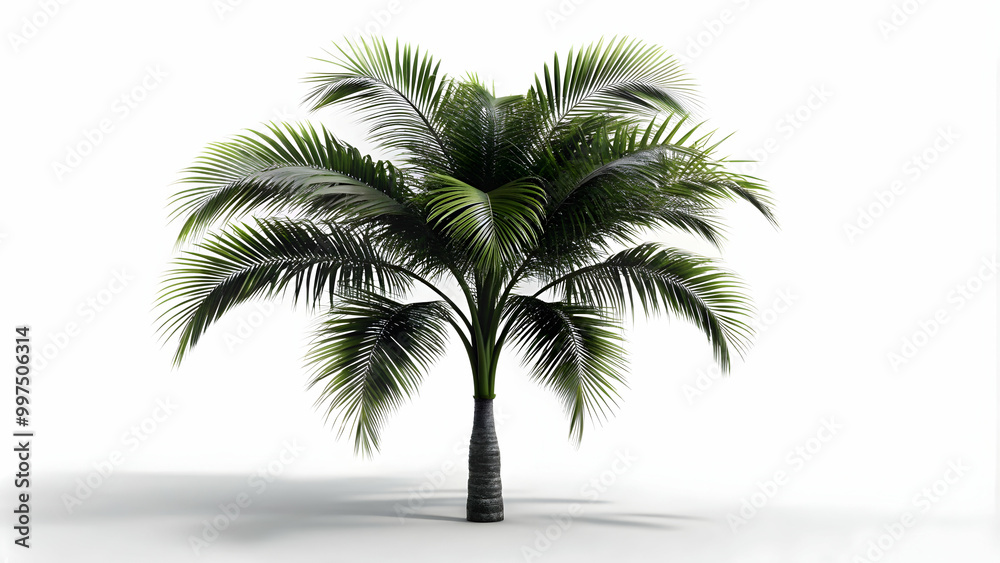 Obraz premium of a black tropical palm tree on a white background, palm tree, tropical, black, white background, nature, plant, exotic