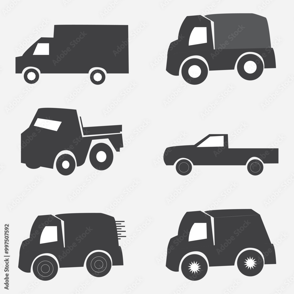 Print Delivery Truck icon set isolated on white background Print Delivery Truck icon set isolated on white background