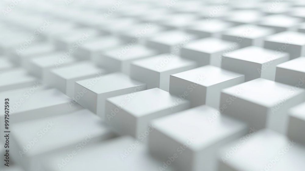Abstract arrangement of white cubes in perspective. Abstract arrangement of white cubes in perspective.