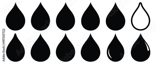 Water silhouette set vector design big pack of drop illustration and icon