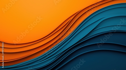 Colorful abstract waves in orange and blue design, suitable for backgrounds.