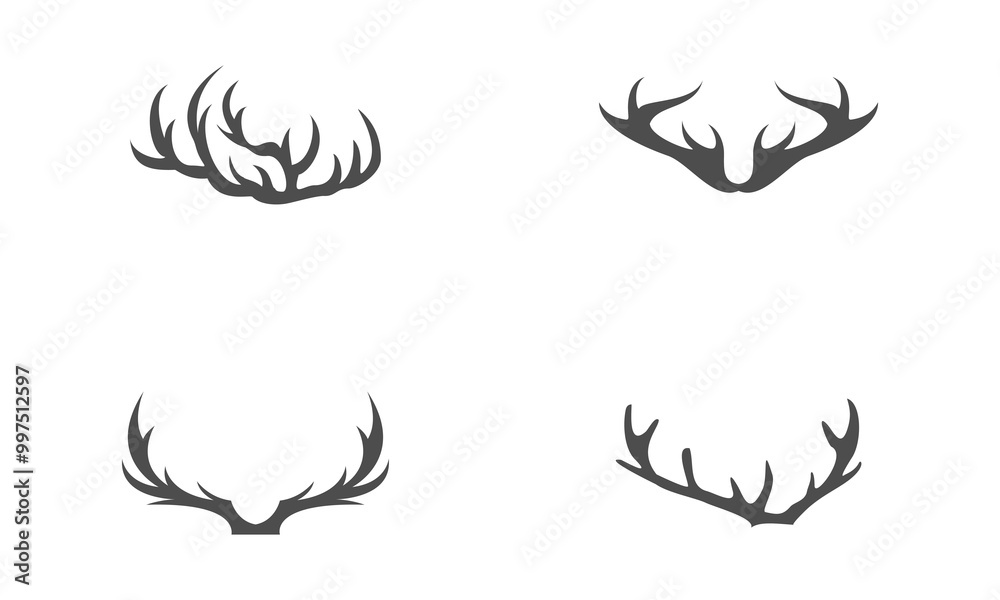 Set of deer antler illustration design vector Set of deer antler illustration design vector