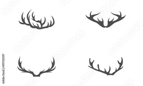 Set of deer antler illustration design vector