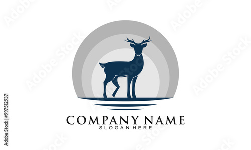 Elegant deer logo design vector