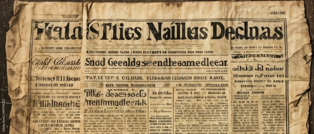 Naklejka premium Old Newspaper with a Title 