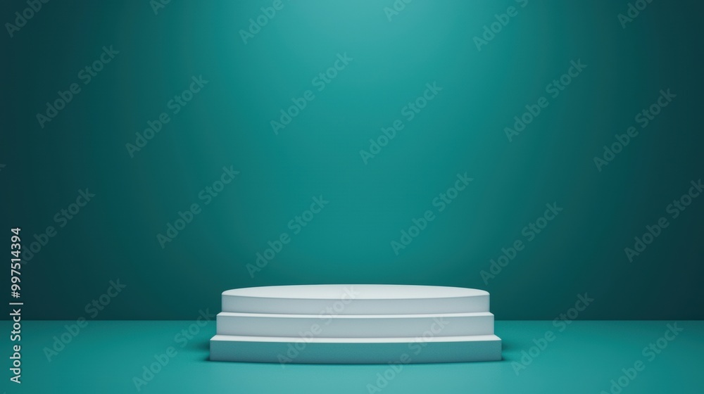 Empty pedestal in front of a teal background for display purposes. Empty pedestal in front of a teal background for display purposes.