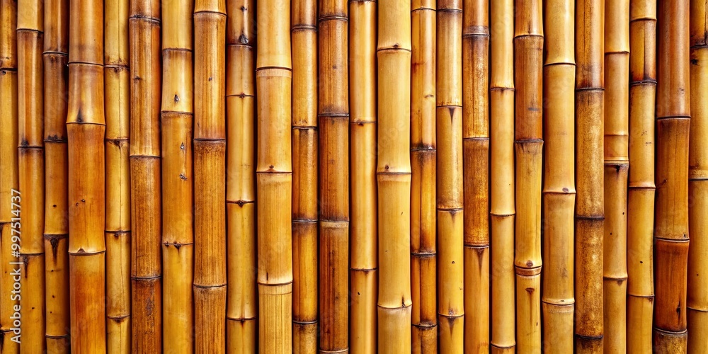 Fototapeta premium Close-up View of a Tightly Woven Bamboo Wall, Showing the Natural Patterns and Textures of the Stalks