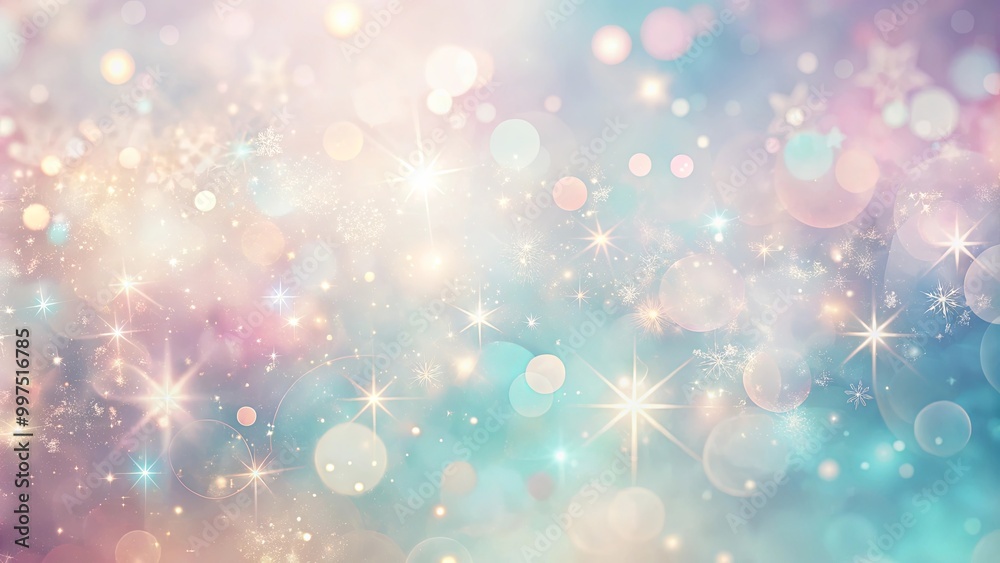 A Dreamy Background of Shimmering Stars and Delicate Snowflakes on a Soft Blue and Pink Canvas A Dreamy Background of Shimmering Stars and Delicate Snowflakes on a Soft Blue and Pink Canvas