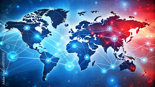abstract representation of global data exchange and internet infrastructure. The Earth depicted as a hub of digital interactions and connectivity.”
