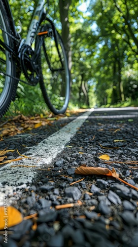 Wallpaper Mural Closeup of Road Bike Tire on Forest Path Torontodigital.ca