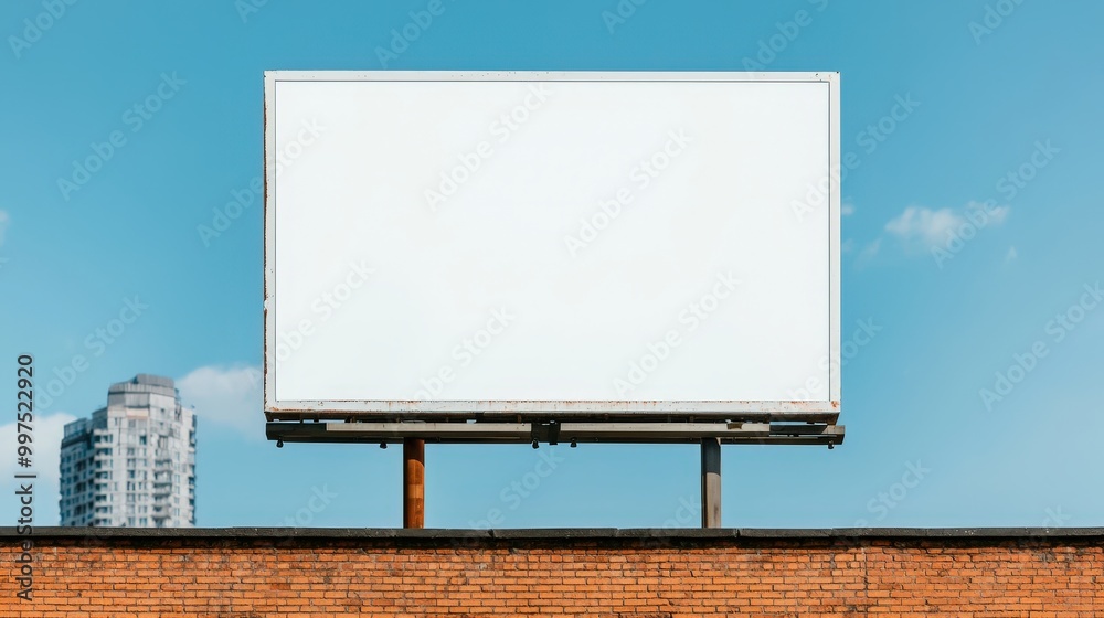 Obraz premium Blank Billboard Sign Mockup Urban Cityscape Background