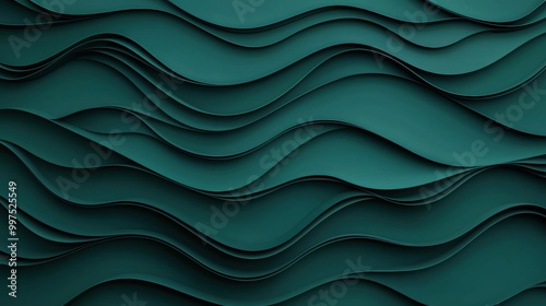 Abstract teal waves, textured background with smooth curves and depth.