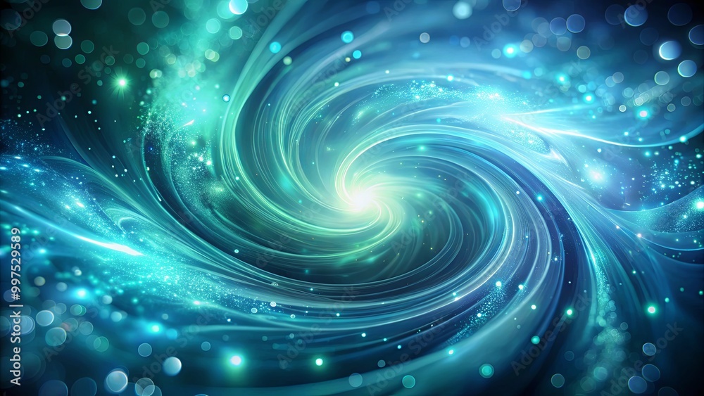 Abstract swirling light trails create a mesmerizing cosmic vortex, a symphony of blue and green hues dancing in a universe of glittering dust and glowing orbs. Abstract swirling light trails create a mesmerizing cosmic vortex, a symphony of blue and green hues dancing in a universe of glittering dust and glowing orbs.