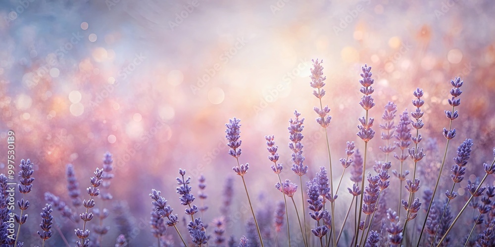 Lavender Blossoms Bathed in Golden Light, a Soft and Dreamy Floral Scene Lavender Blossoms Bathed in Golden Light, a Soft and Dreamy Floral Scene