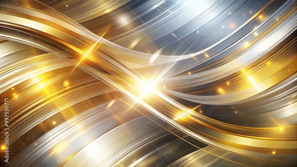 Abstract Background With Intertwining Golden And Silver Curves And Glowing Lights Abstract Background With Intertwining Golden And Silver Curves And Glowing Lights