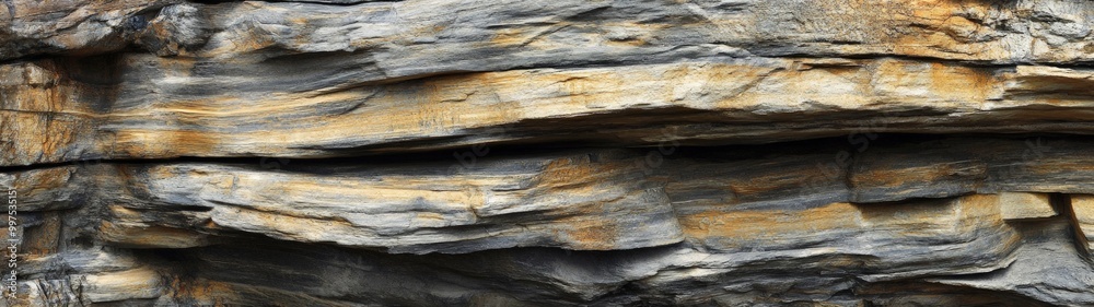 Fototapeta premium Striated limestone formation, showcasing intricate layers and textures, a natural marvel revealing geological history through its unique patterns and colors.