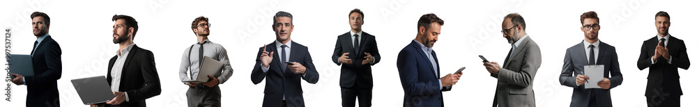 Set of Business Professionals in Various Poses Isolated on Transparent Background PNG Set of Business Professionals in Various Poses Isolated on Transparent Background PNG