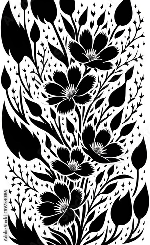 black and white floral background