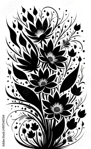 black and white floral background