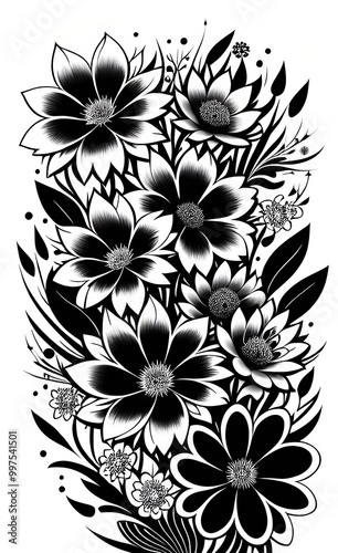 black and white floral background