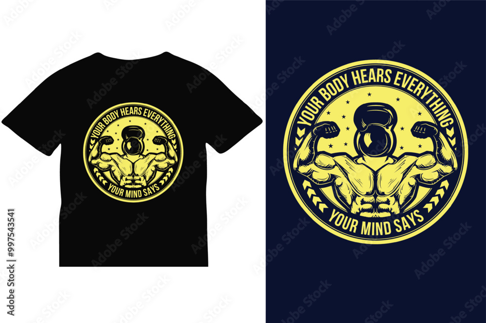 Naklejka premium Fitness Gym T-shirt Design