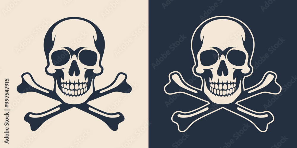 Hand drawn skull and crossbones silhouette illustration Hand drawn skull and crossbones silhouette illustration