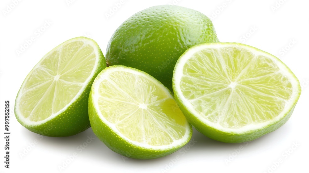 Fresh organic lime isolated on a white background, showcasing its vibrant green color and smooth texture. This close-up image highlights the natural beauty of the lime, Fresh organic lime isolated on a white background, showcasing its vibrant green color and smooth texture. This close-up image highlights the natural beauty of the lime,