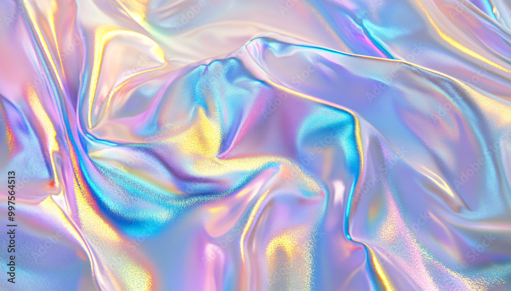 Obraz premium Iridescent, holographic patterns in pastel shades, creating a futuristic, dreamy effect that shifts in color and tone