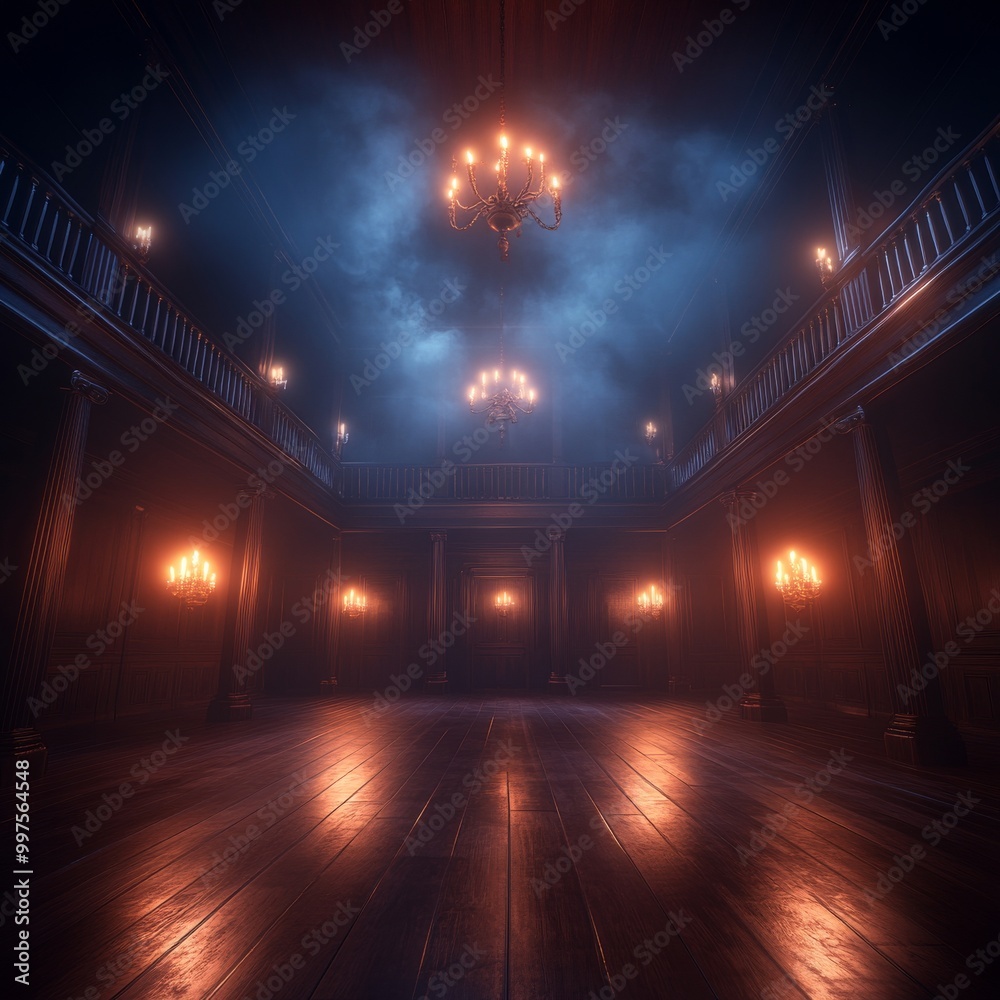 Spooky 3D Haunted Mansion with Flickering Candles and Ghosts Floating Through the Halls Spooky 3D Haunted Mansion with Flickering Candles and Ghosts Floating Through the Halls