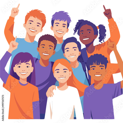 A group of teenagers exploring life and building connections through shared experiences and adventures. PNG and Vector