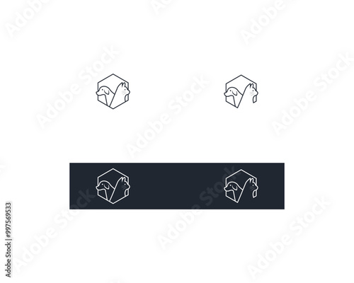 Dog and cat logo design template vector, line of pet logo design suitable for pet shop, store, caffe, business, hotel, veterinary clinic, Domestic animal vector illustration logotype, sign and symbol.